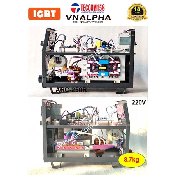 VNALPHA ARC-250R CHUYÊN QUE 4LY 100% 5LY 60% TÍCH HỢP CHẾ ĐỘ LIFT TIG HÀN INNOX MỎNG  INPUT 220V CẤU HÌNH 6 BO 8 IGBT ĐẦU TIÊN TẠI VN