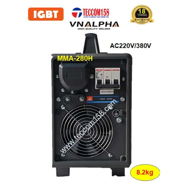 VNALPHA MMA-280H CHUYÊN QUE 4LY 100% 5LY 60% + LIFT TIG INNOX MỎNG, INPUT 180V-420V, CẤU HÌNH 6 BO 8 IGBT