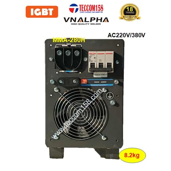 VNALPHA MMA-280H CHUYÊN QUE 4LY 100% 5LY 60% + LIFT TIG INNOX MỎNG, INPUT 180V-420V, CẤU HÌNH 6 BO 8 IGBT