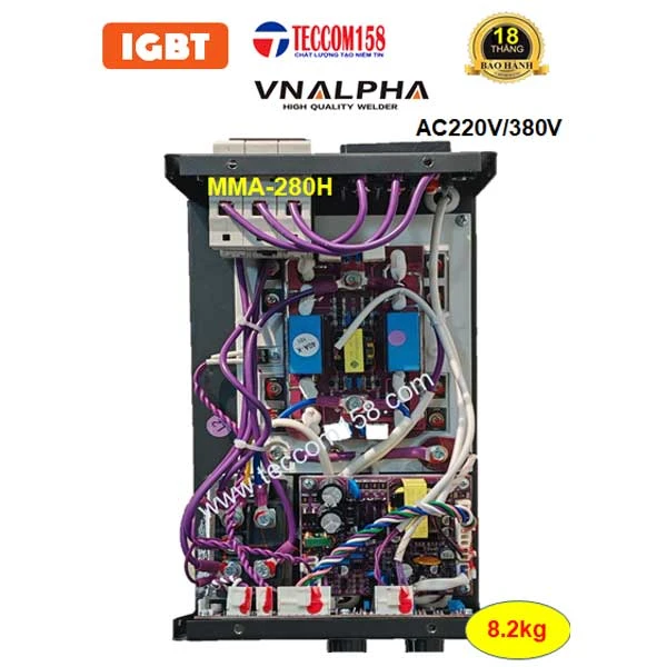 VNALPHA MMA-280H CHUYÊN QUE 4LY 100% 5LY 60% + LIFT TIG INNOX MỎNG, INPUT 180V-420V, CẤU HÌNH 6 BO 8 IGBT