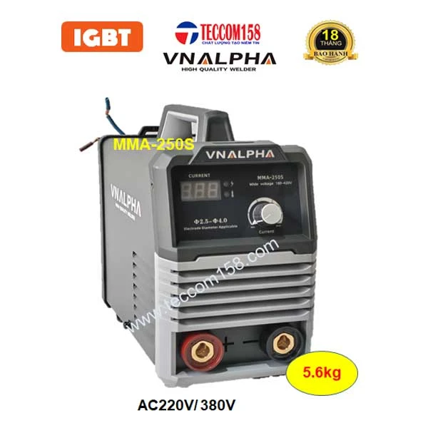 VNALPHA MMA-250S CHUYÊN QUE 3LY2 100% 4LY 80% DẢI ĐIỆN RỘNG 180-420v CẤU HÌNH 6 BO 4 IGBT ĐẦU TIÊN TẠI VN