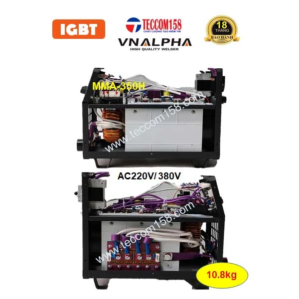 VNALPHA MMA-350H CHUYÊN QUE 4LY QUE CHỊU LỰC E7018 100% 5LY 80% TÍCH HỢP LIFT TIG HÀN INNOX MỎNG, DẢI ĐIỆN RỘNG 180V-420V, CẤU HÌNH 6 BO 8 IGBT HIỆN ĐẠI