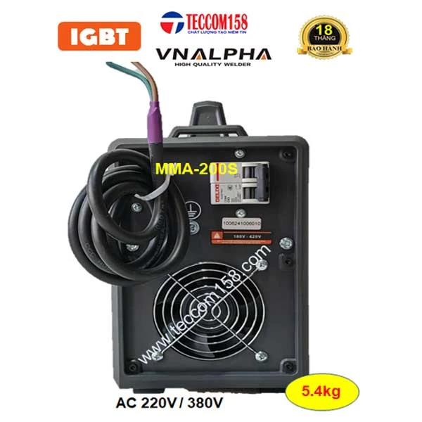 VNALPHA MMA-200S CHUYÊN QUE 3LY2 100% 4LY 60%, CẤU HÌNH 6 BO 4 IGBT,  DẢI ĐIỆN RỘNG 180v-420v ĐẦU TIÊN TẠI VN
