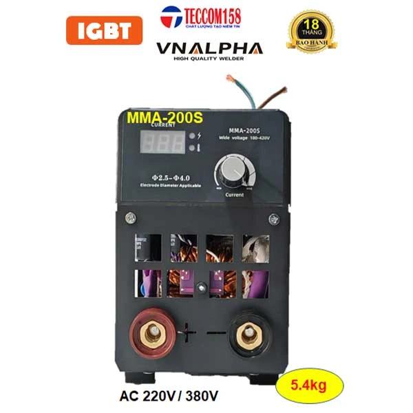 VNALPHA MMA-200S CHUYÊN QUE 3LY2 100% 4LY 60%, CẤU HÌNH 6 BO 4 IGBT,  DẢI ĐIỆN RỘNG 180v-420v ĐẦU TIÊN TẠI VN