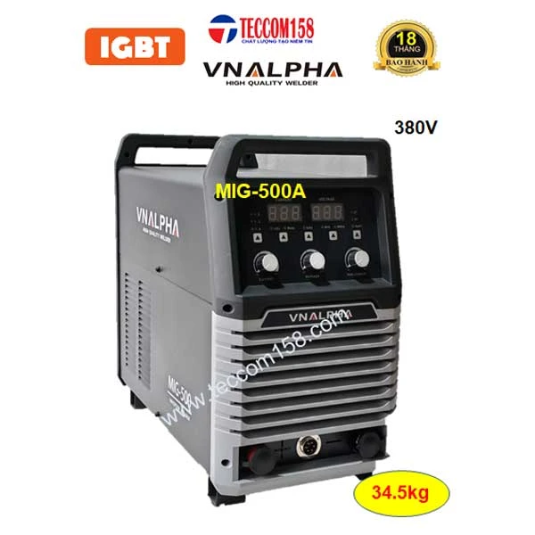 VNALPHA MIG -500A TỰ ĐỘNG ĐẦU RỜI CUỘN 15KG DÂY 1.0-1.6MM + QUE 5LY 100% INPUT 380V CẤU HÌNH 9 BO 2 MODUL KHỐI 2 KHÁNG 3 TỤ KHỐI ĐẦU TIÊN TẠI VN