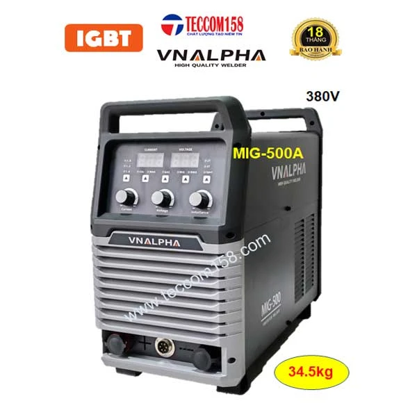 VNALPHA MIG -500A TỰ ĐỘNG ĐẦU RỜI CUỘN 15KG DÂY 1.0-1.6MM + QUE 5LY 100% INPUT 380V CẤU HÌNH 9 BO 2 MODUL KHỐI 2 KHÁNG 3 TỤ KHỐI ĐẦU TIÊN TẠI VN