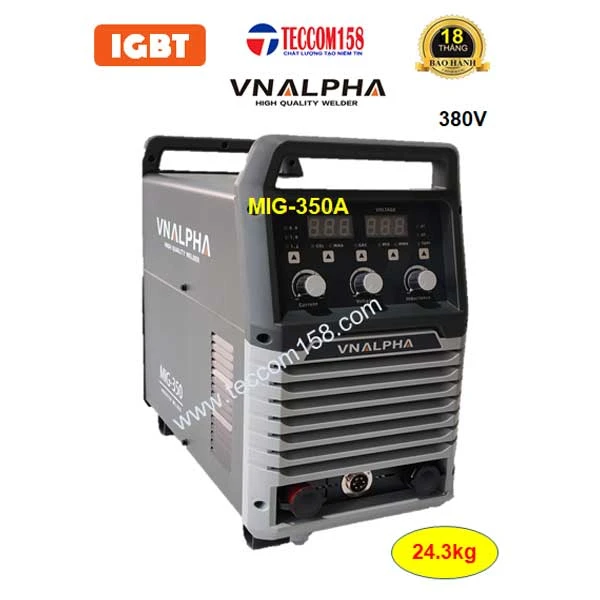 VNALPHA MIG-350A ĐẦU RỜI CUỘN 15KG DÂY 0.8-1.2MM + HÀN QUE 2.5-5.0MM, INPUT 380V, CẤU HÌNH 6 BO 2 MODUL KHỐI IGBT 2 KHÁNG TỤ SỨ TỤ KHỐI