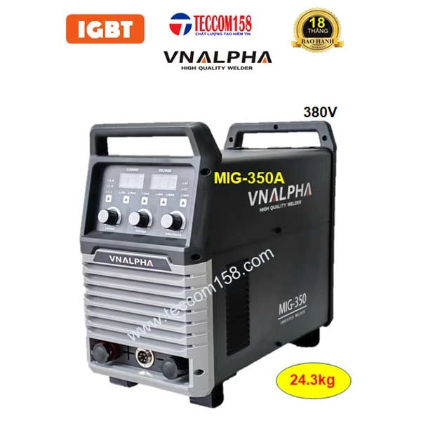 VNALPHA MIG-350A ĐẦU RỜI CUỘN 15KG DÂY 0.8-1.2MM + HÀN QUE 2.5-5.0MM, INPUT 380V, CẤU HÌNH 6 BO 2 MODUL KHỐI IGBT 2 KHÁNG TỤ SỨ TỤ KHỐI
