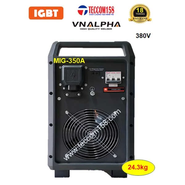 VNALPHA MIG-350A ĐẦU RỜI CUỘN 15KG DÂY 0.8-1.2MM + HÀN QUE 2.5-5.0MM, INPUT 380V, CẤU HÌNH 6 BO 2 MODUL KHỐI IGBT 2 KHÁNG TỤ SỨ TỤ KHỐI