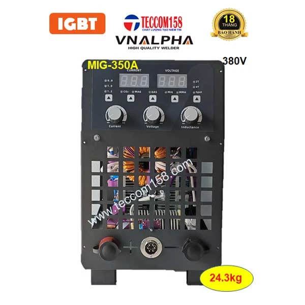 VNALPHA MIG-350A ĐẦU RỜI CUỘN 15KG DÂY 0.8-1.2MM + HÀN QUE 2.5-5.0MM, INPUT 380V, CẤU HÌNH 6 BO 2 MODUL KHỐI IGBT 2 KHÁNG TỤ SỨ TỤ KHỐI