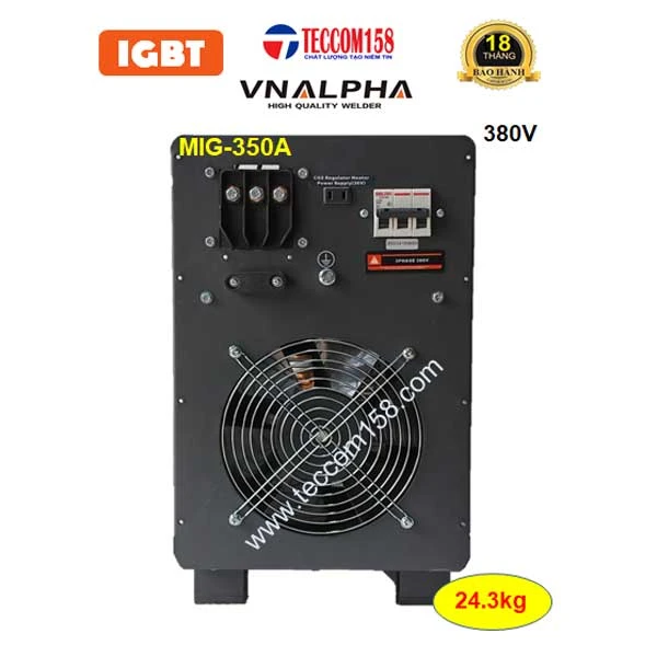 VNALPHA MIG-350A ĐẦU RỜI CUỘN 15KG DÂY 0.8-1.2MM + HÀN QUE 2.5-5.0MM, INPUT 380V, CẤU HÌNH 6 BO 2 MODUL KHỐI IGBT 2 KHÁNG TỤ SỨ TỤ KHỐI