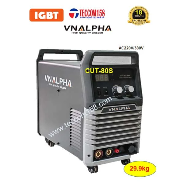 VNALPHA CUT-80S CẤU HÌNH 9 BO 4IGBT TÍCH HỢP MÁY NÉN KHÍ 1.1KW CẮT SẮT DÀY 25MM, HÀN QUE 2.5-5.0 LY, DẢI ĐIỆN RỘNG 180v-420v